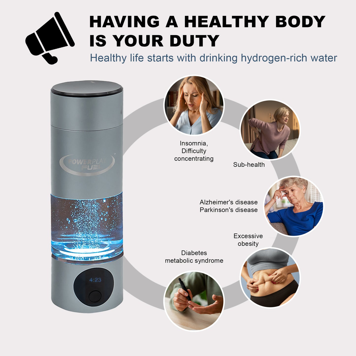 Power Play Fuel Hydrogen Water Bottle