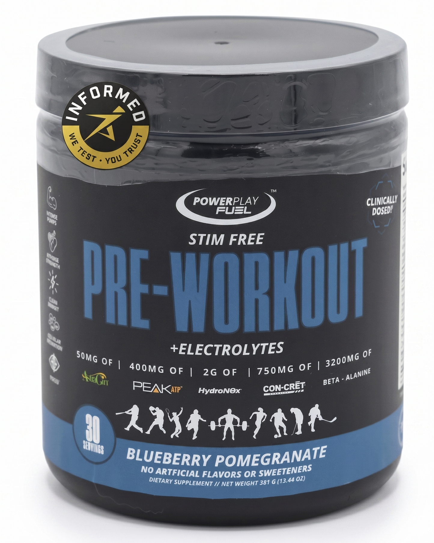 STIM FREE PRE WORKOUT BLUEBERRY POMEGRANATE