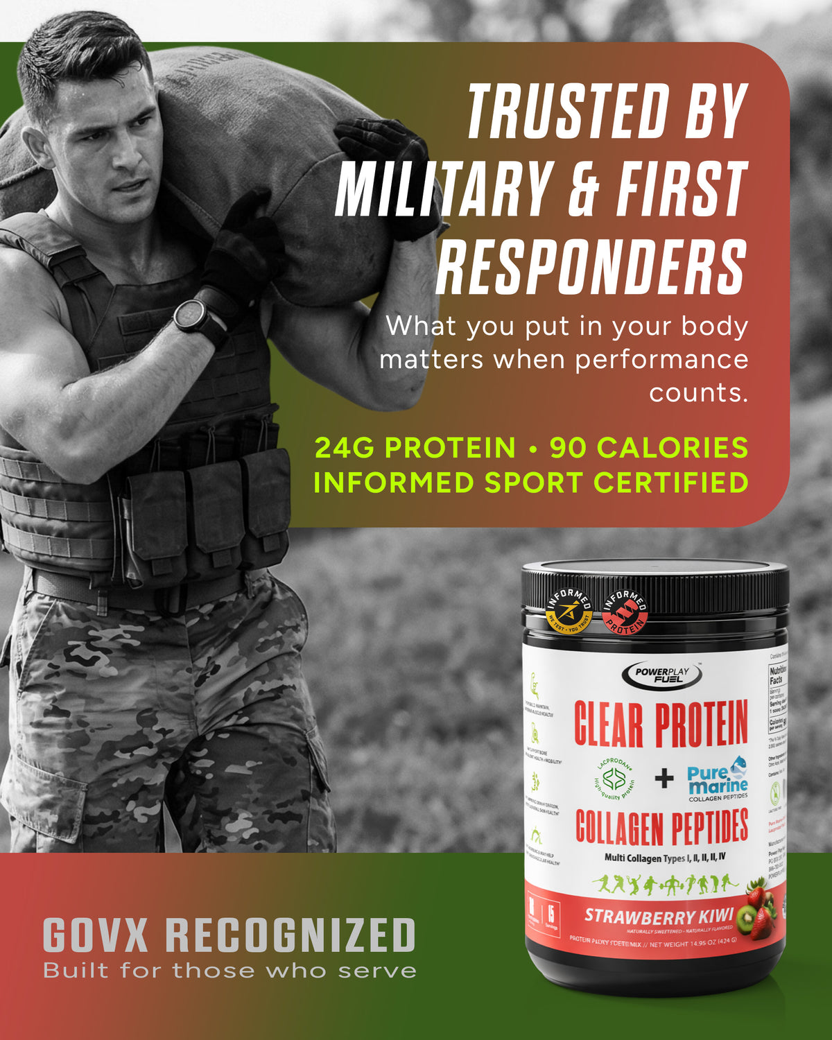CLEAR PROTEIN + COLLAGEN PEPTIDES STRAWBERRY KIWI